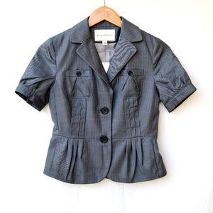BANANA REPUBLIC Gray Pinstripe Short Sleeve Jacket